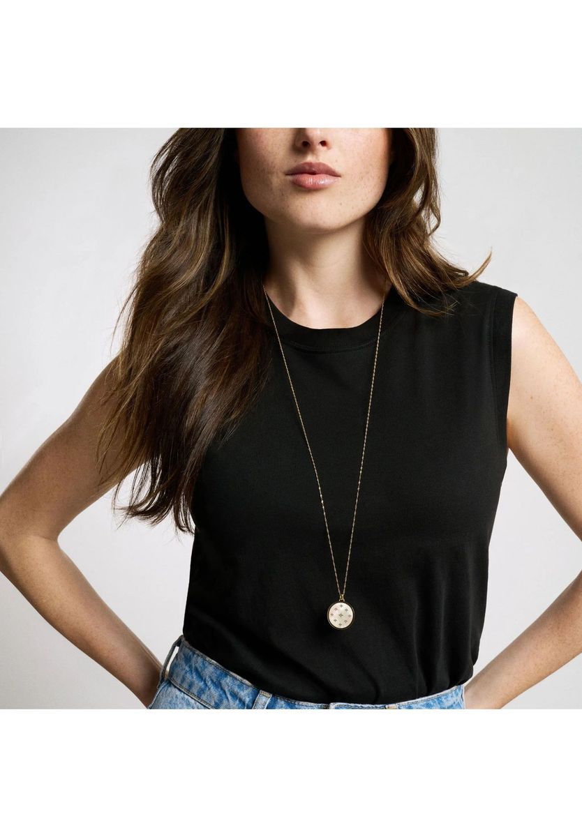 Halskette mit Perlmutt-Medaillon in Goldton