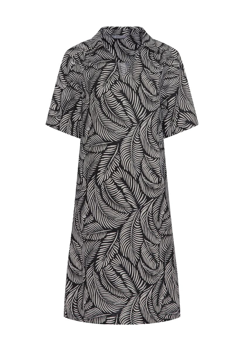 Leinenkleid mit Palmblatt-Druck