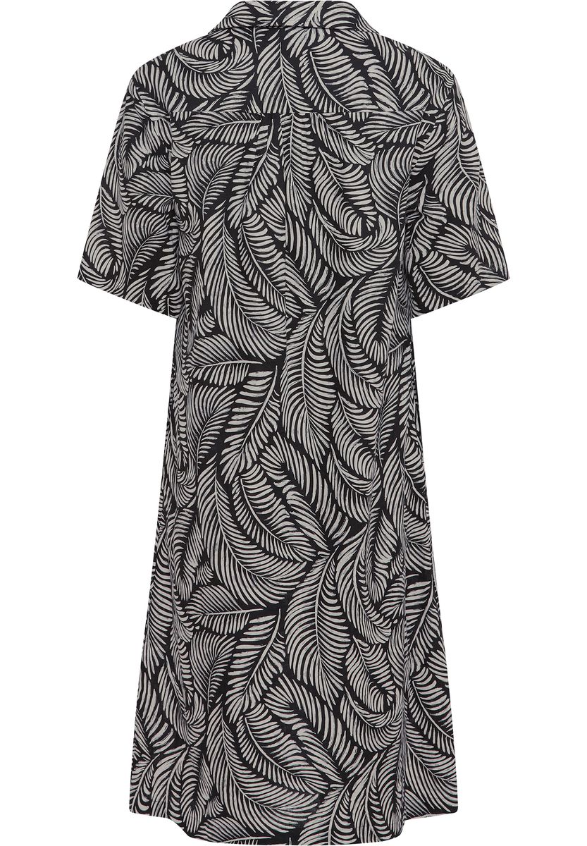 Leinenkleid mit Palmblatt-Druck