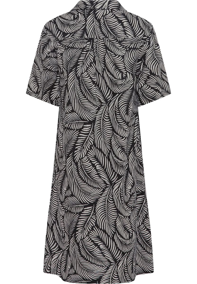 Leinenkleid mit Palmblatt-Druck