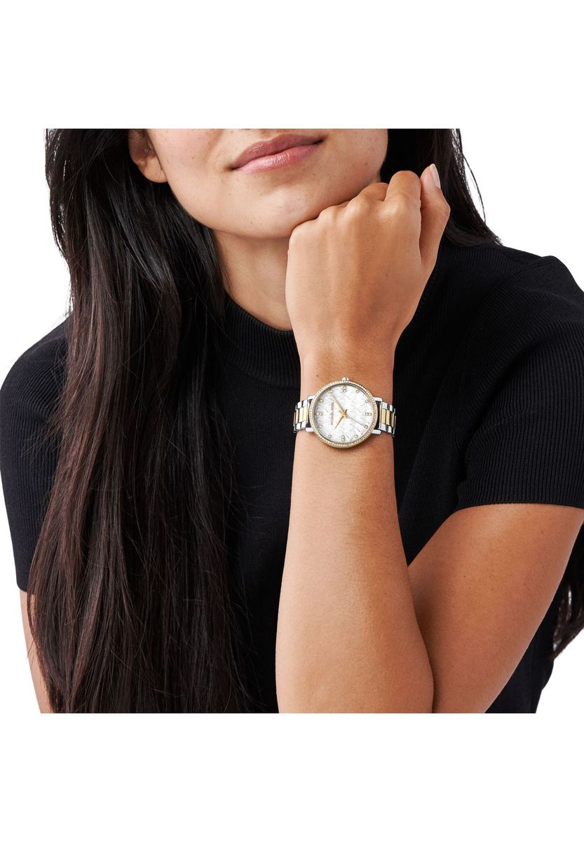 Elegante Bicolor-Edelstahlarmbanduhr