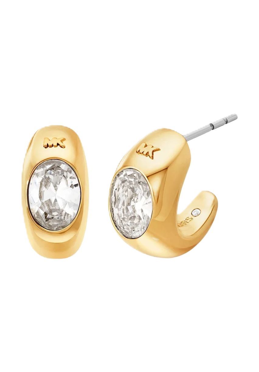 Goldfarbene Kristall Creolen Ohrringe