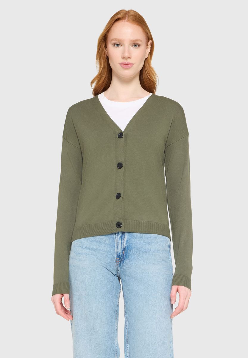 Strickjacke mit V-Ausschnitt und Knöpfen