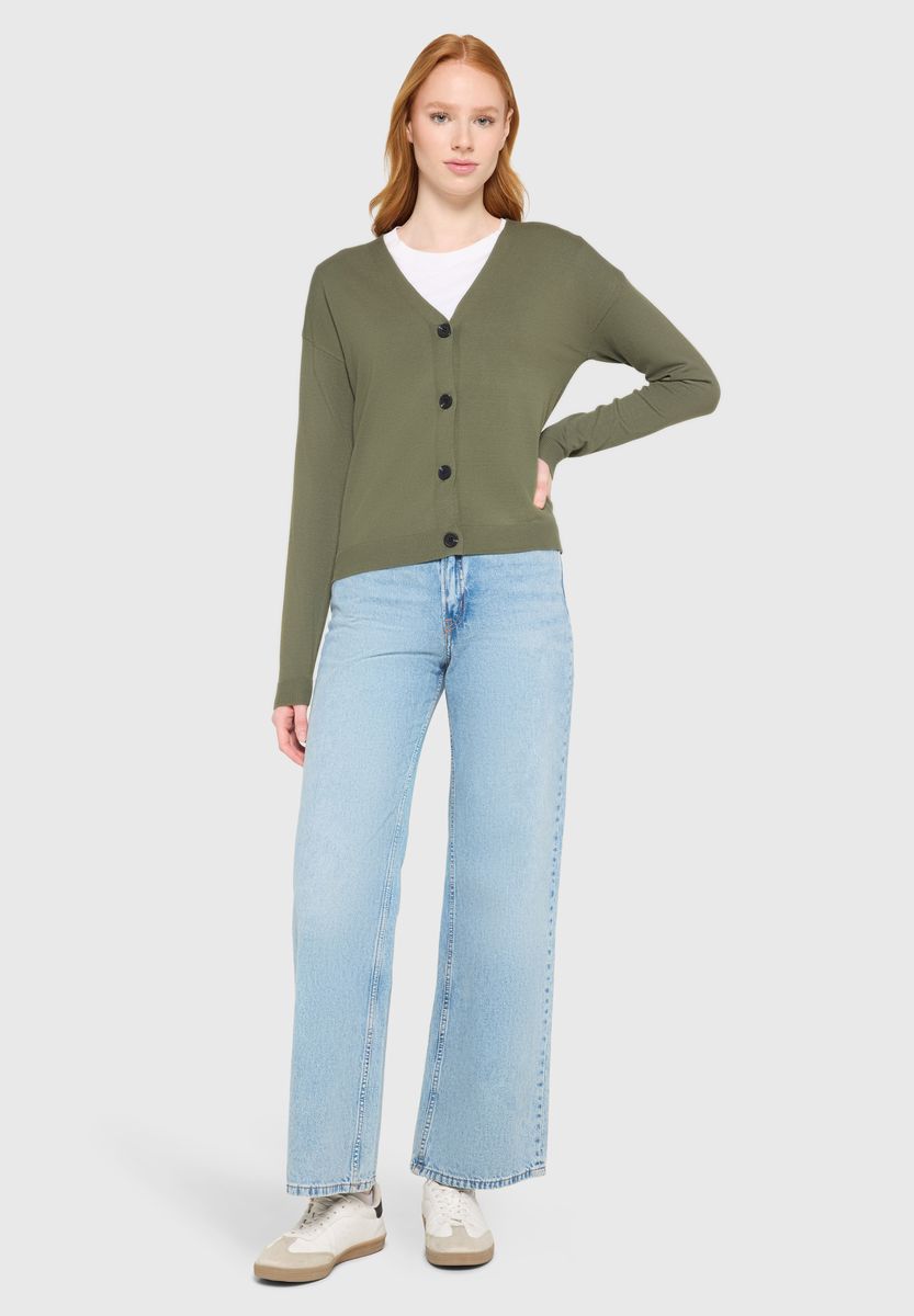 Strickjacke mit V-Ausschnitt und Knöpfen
