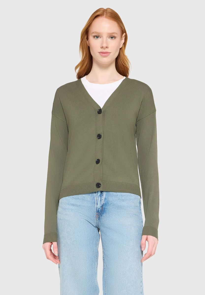 Strickjacke mit V-Ausschnitt und Knöpfen