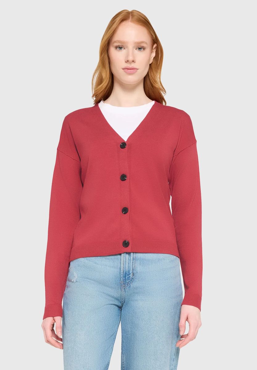 Schlichte Strickjacke mit V-Ausschnitt