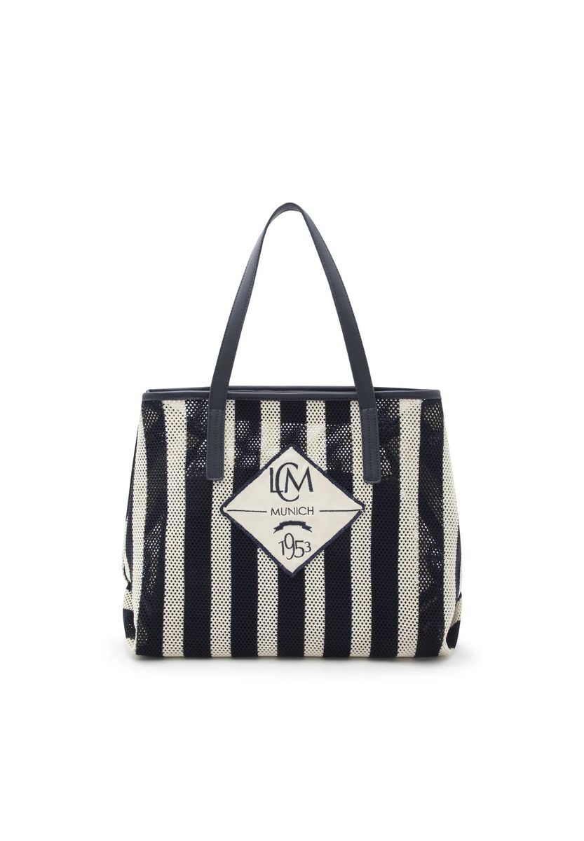 Gestreifte Mesh-Shopper-Tasche