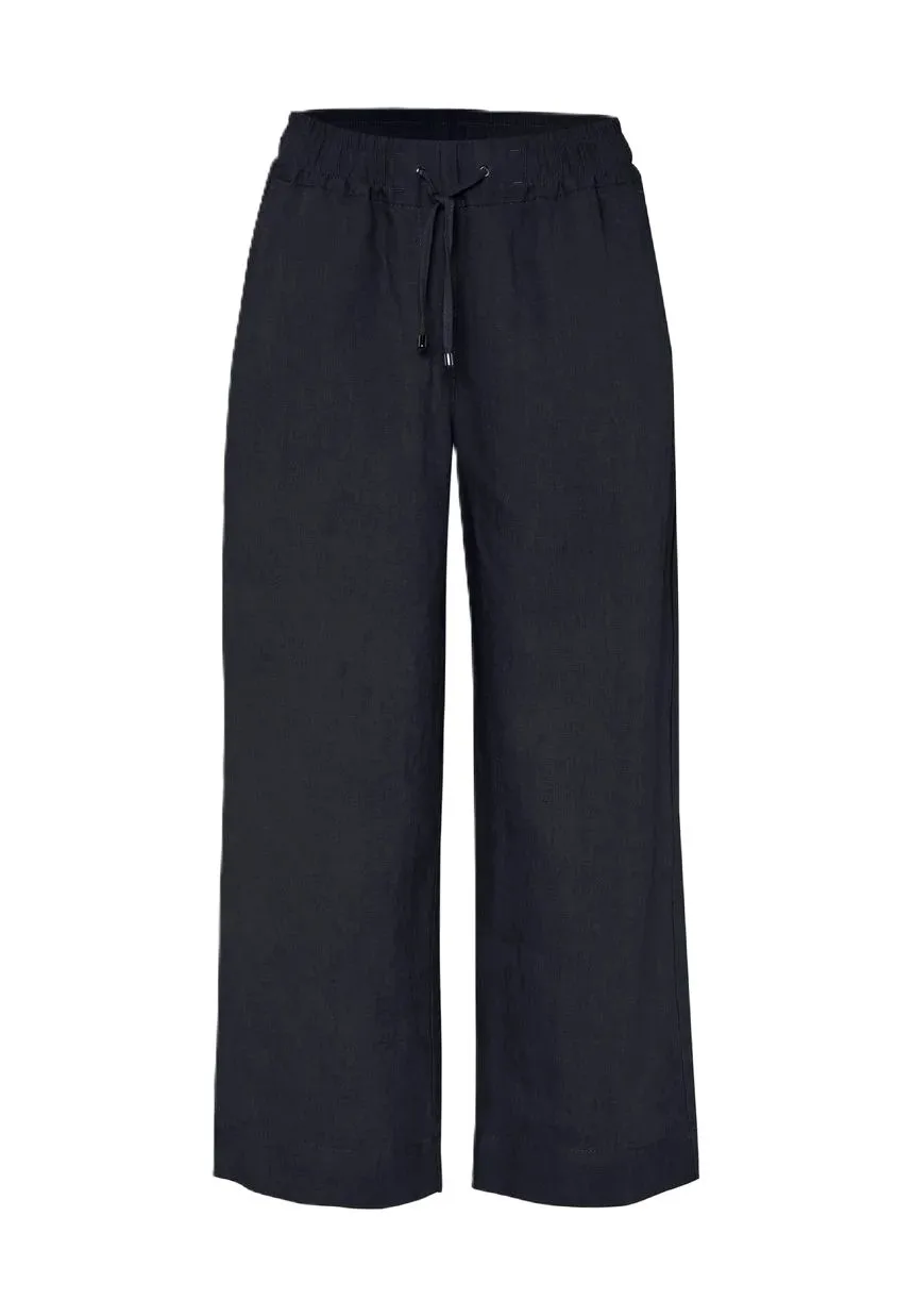 Gerade geschnittene Leinen-Culotte mit Kordelzug