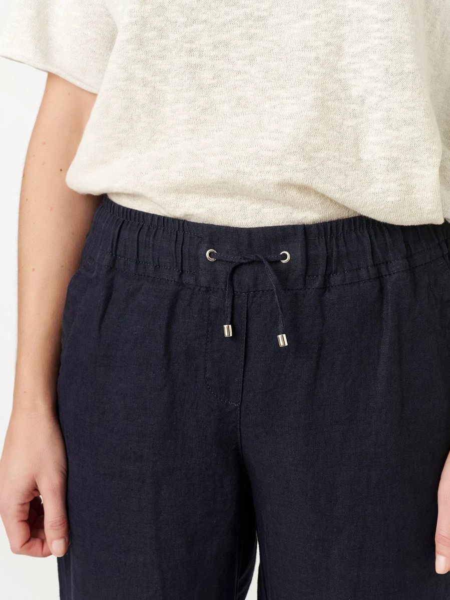 Gerade geschnittene Leinen-Culotte mit Kordelzug
