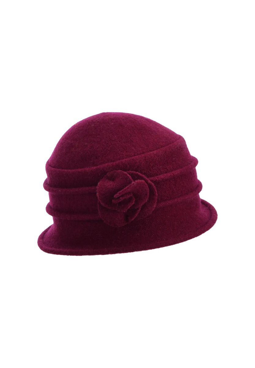 Eleganter Woll-Glockenhut mit Blume