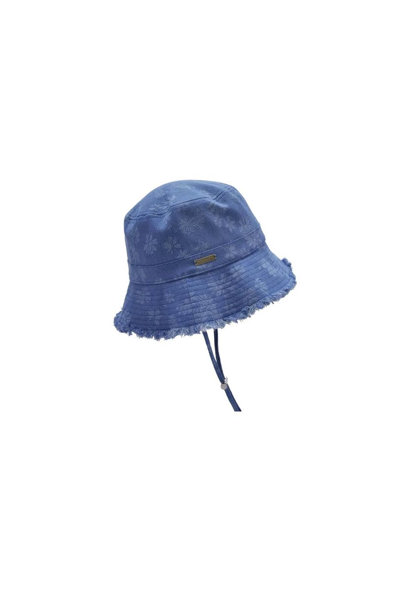 Floral-Denim Fischerhut mit Kinnband