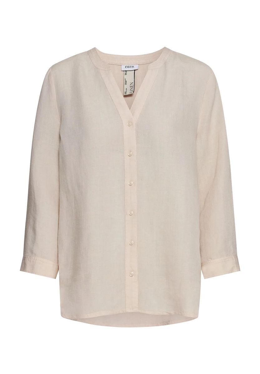 Leinen-Viskose Tunika mit Split-Neck