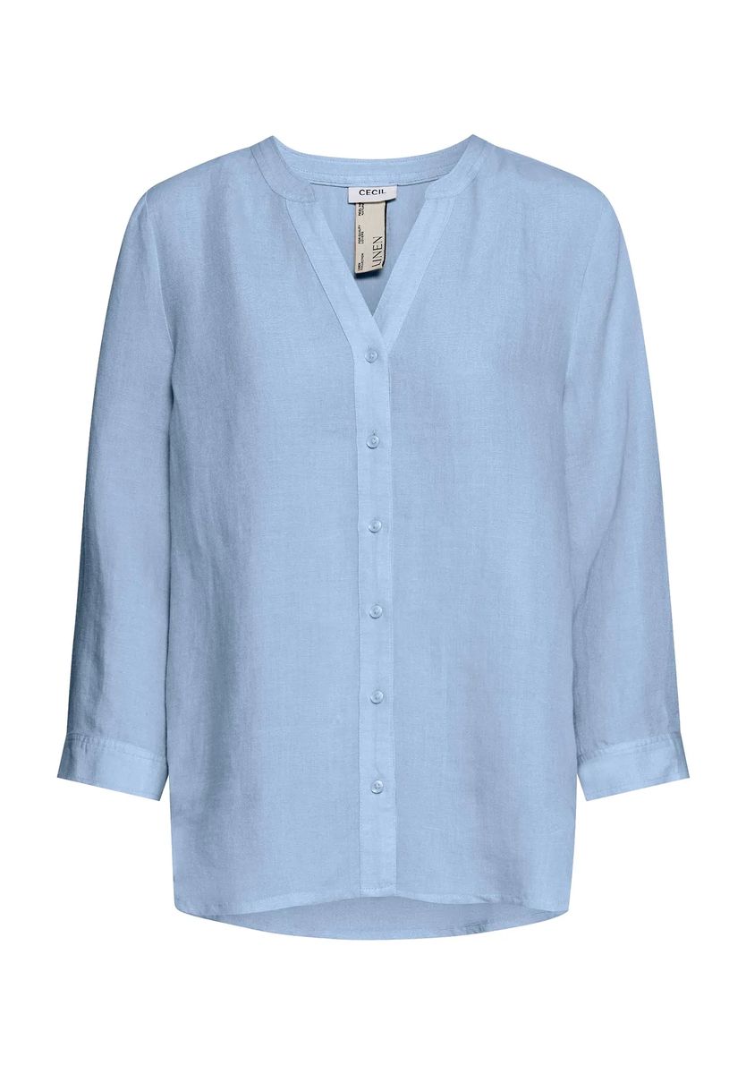 Leinen-Mix-Tunika mit Split-Neck