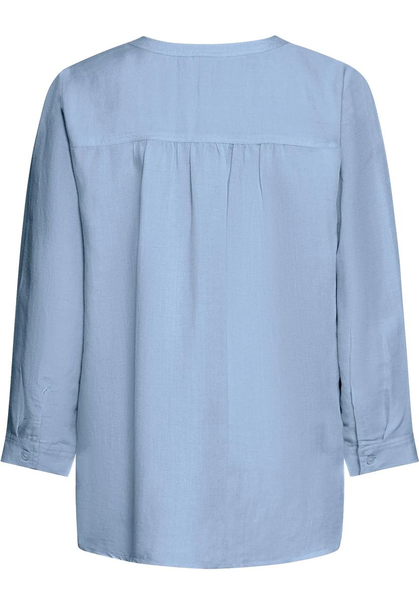 Leinen-Mix-Tunika mit Split-Neck