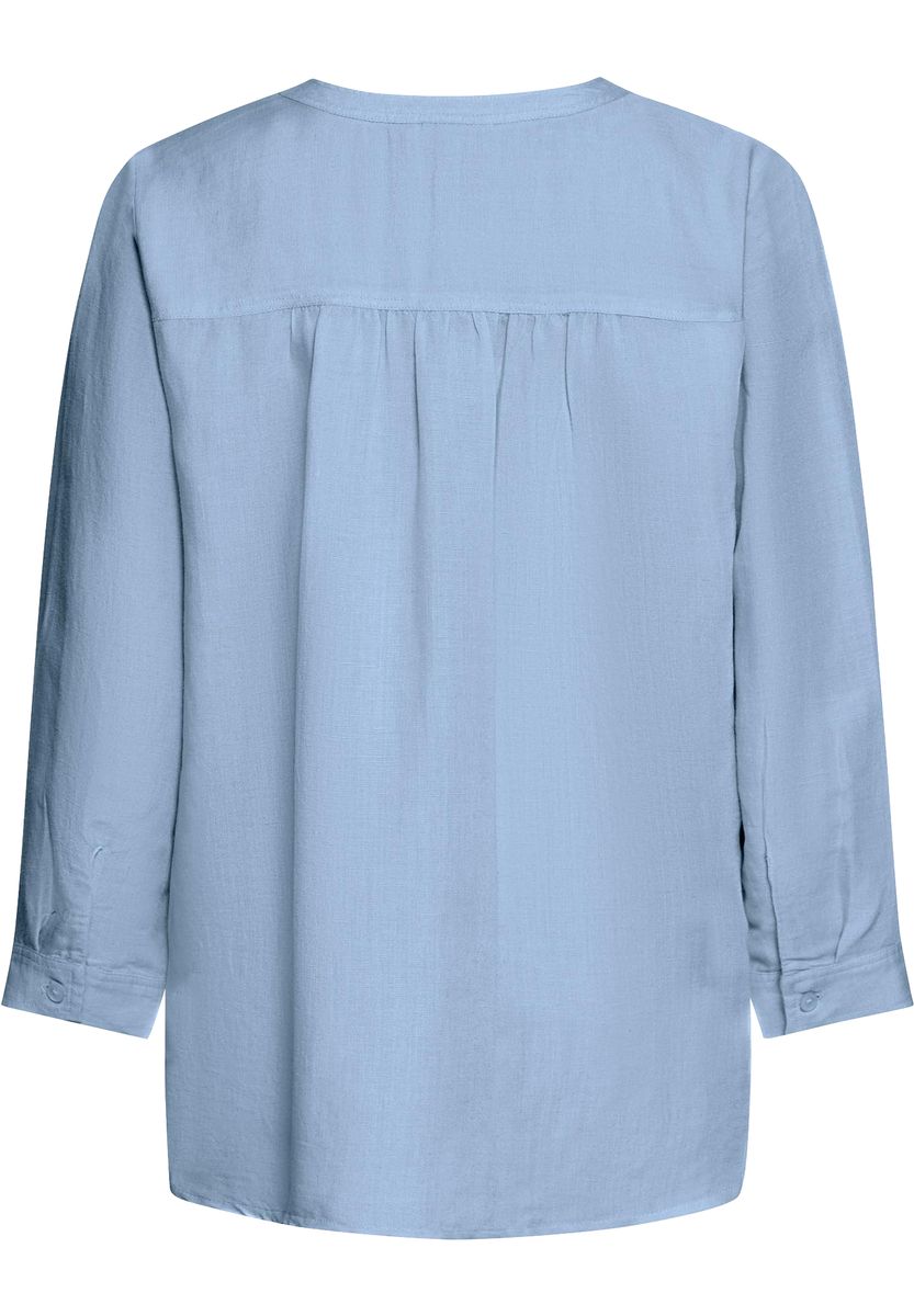 Leinen-Mix-Tunika mit Split-Neck