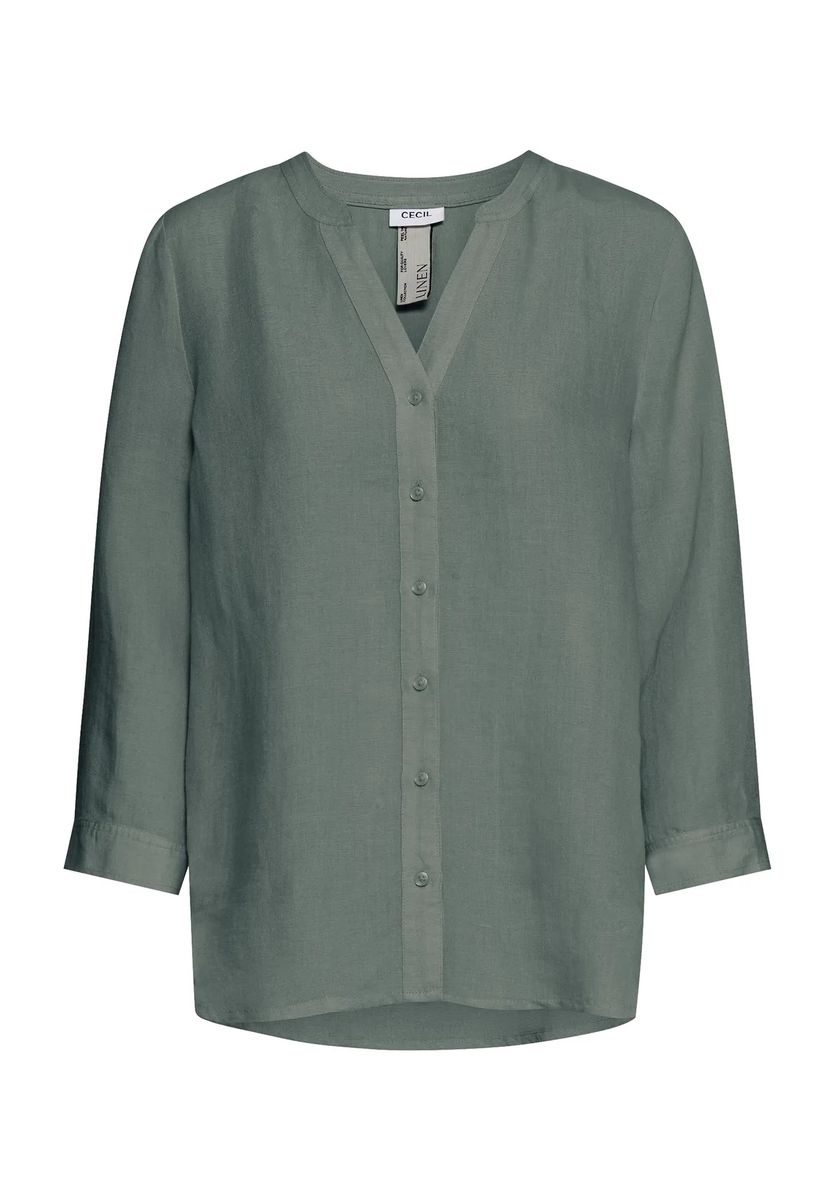 Lässige Leinentunika mit Split-Neck