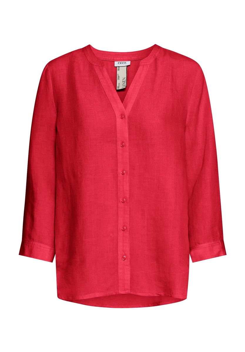 Leinenmix-Tunika mit Split-Neck