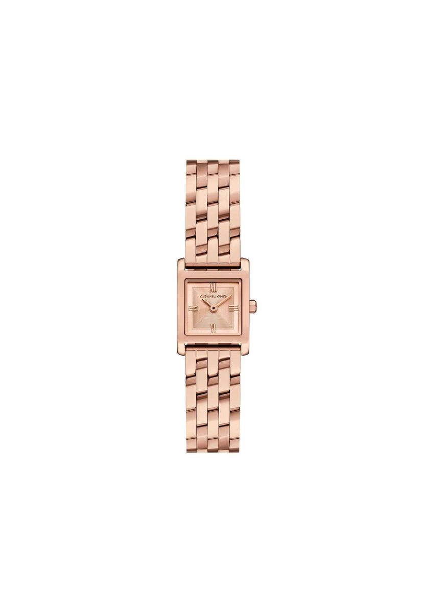Roségoldene Armbanduhr mit quadratischem Zifferblatt