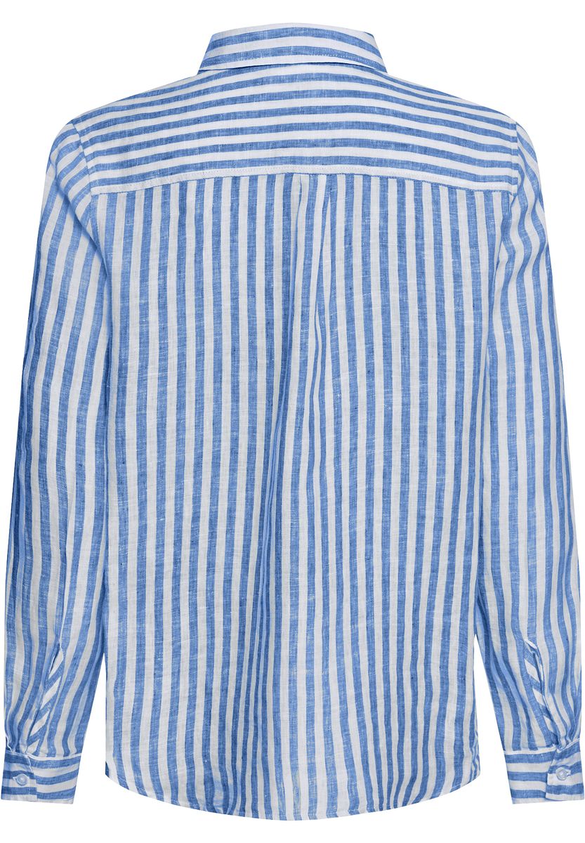 Gestreifte Leinenbluse mit Brusttaschen