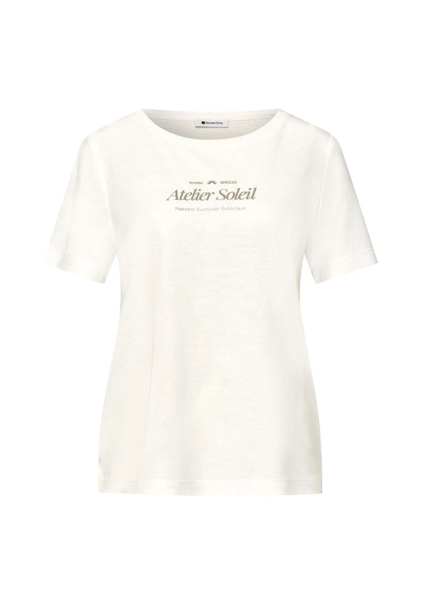 Grafikprint T-Shirt in Leinen-Optik