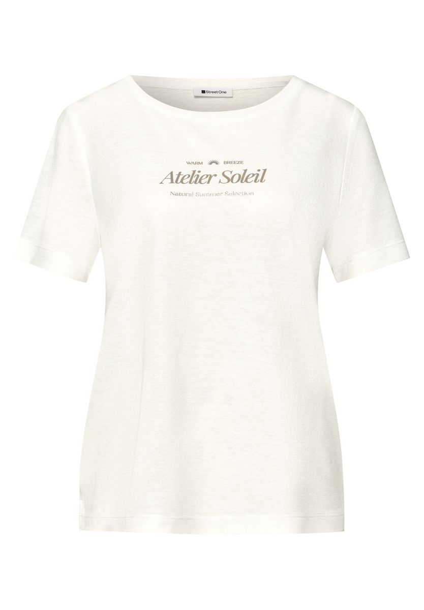 Grafikprint T-Shirt in Leinen-Optik