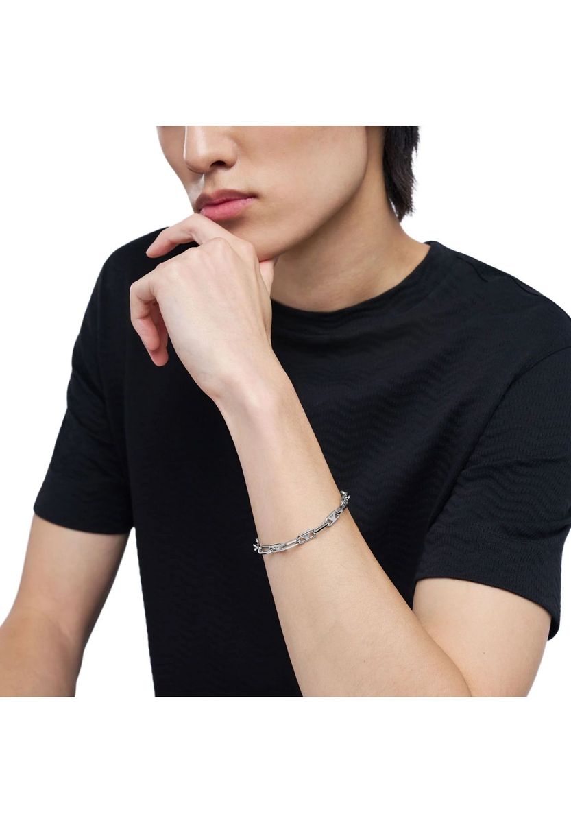 Herren Edelstahl Gliederarmband Silber