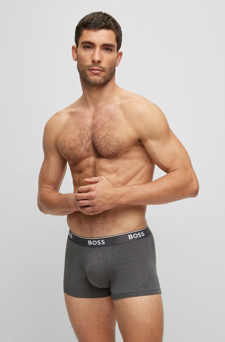 Stretch-Baumwoll-Boxershorts mit Logo-Bund