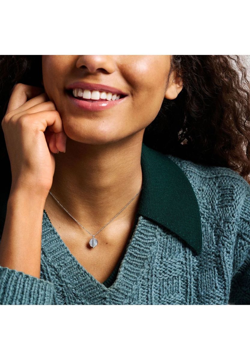 Silberne Edelstahl Halskette mit Perlmutt-Anhänger