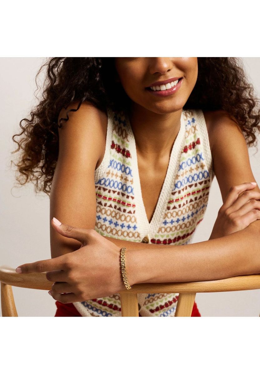 Goldfarbenes Edelstahl-Gliederarmband