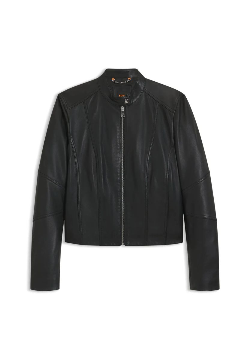 Schlichte Lederjacke mit Stehkragen