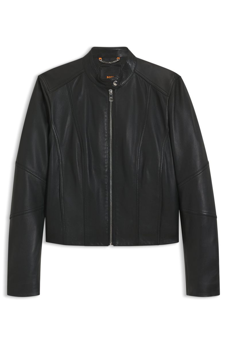 Schlichte Lederjacke mit Stehkragen