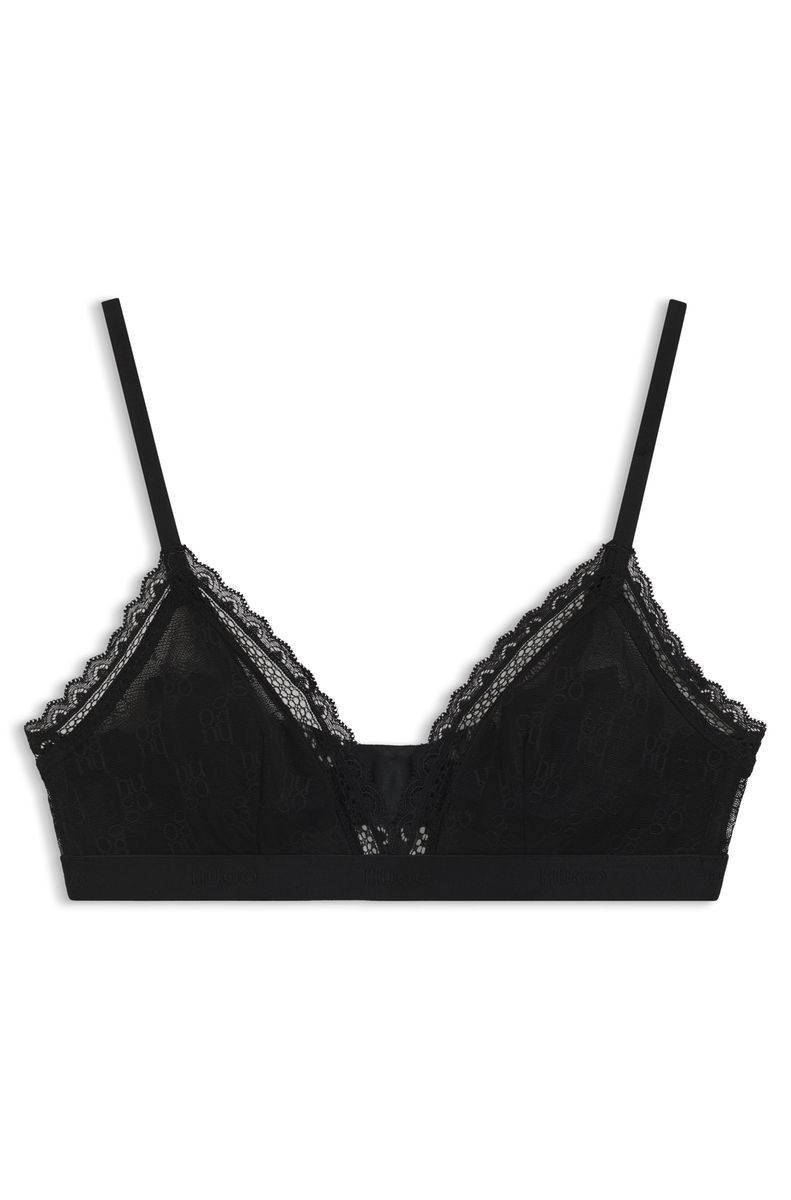 Triangel-Bralette mit Spitzen-Logo