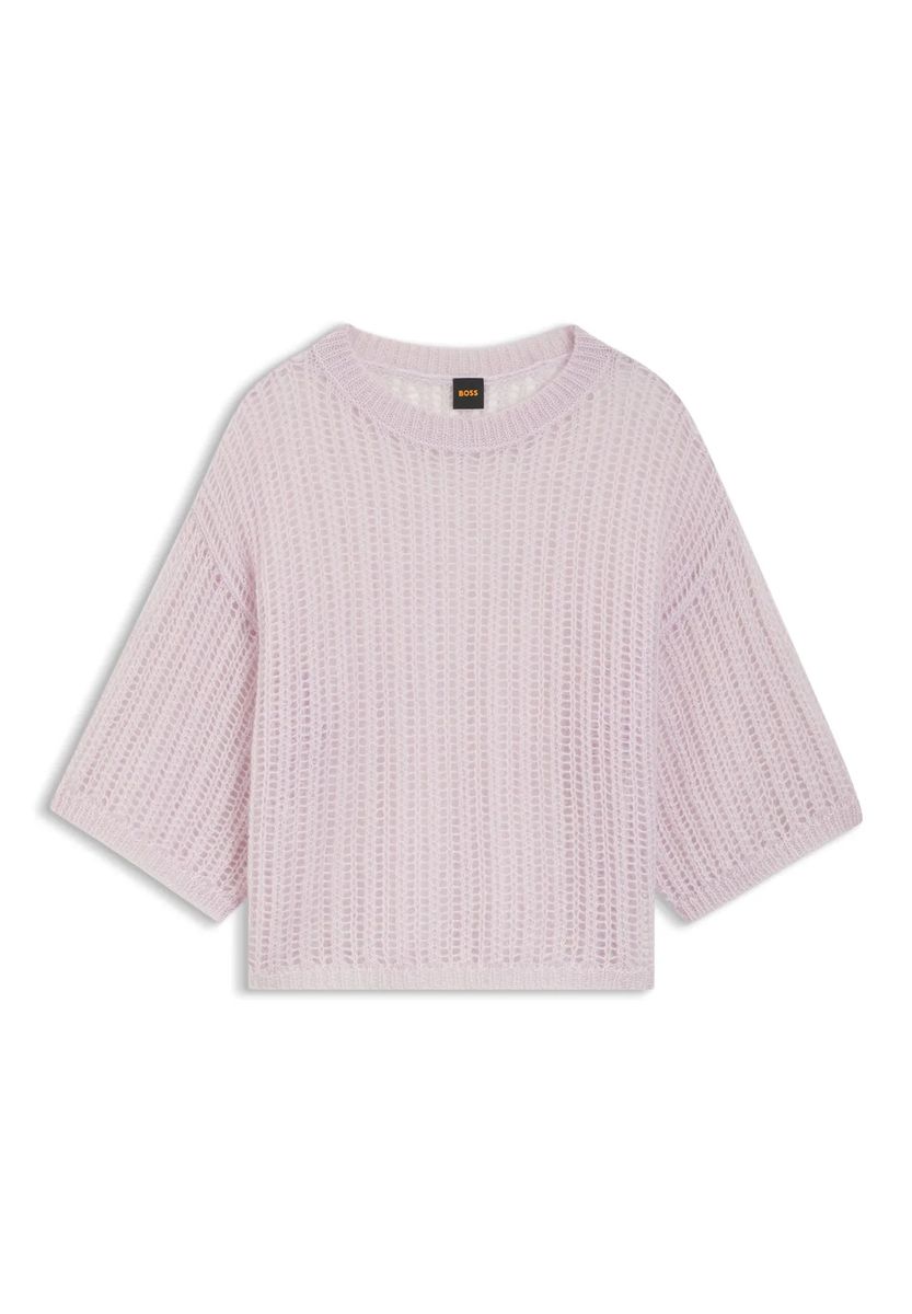 Lockerer Grobstrick-Pullover mit Mesh-Struktur