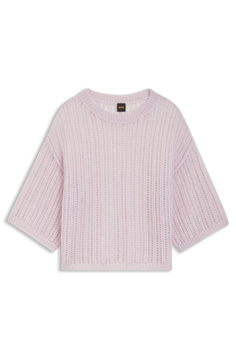Lockerer Grobstrick-Pullover mit Mesh-Struktur