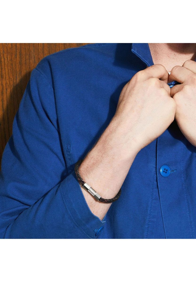 Geflochtenes Lederarmband mit Edelstahl