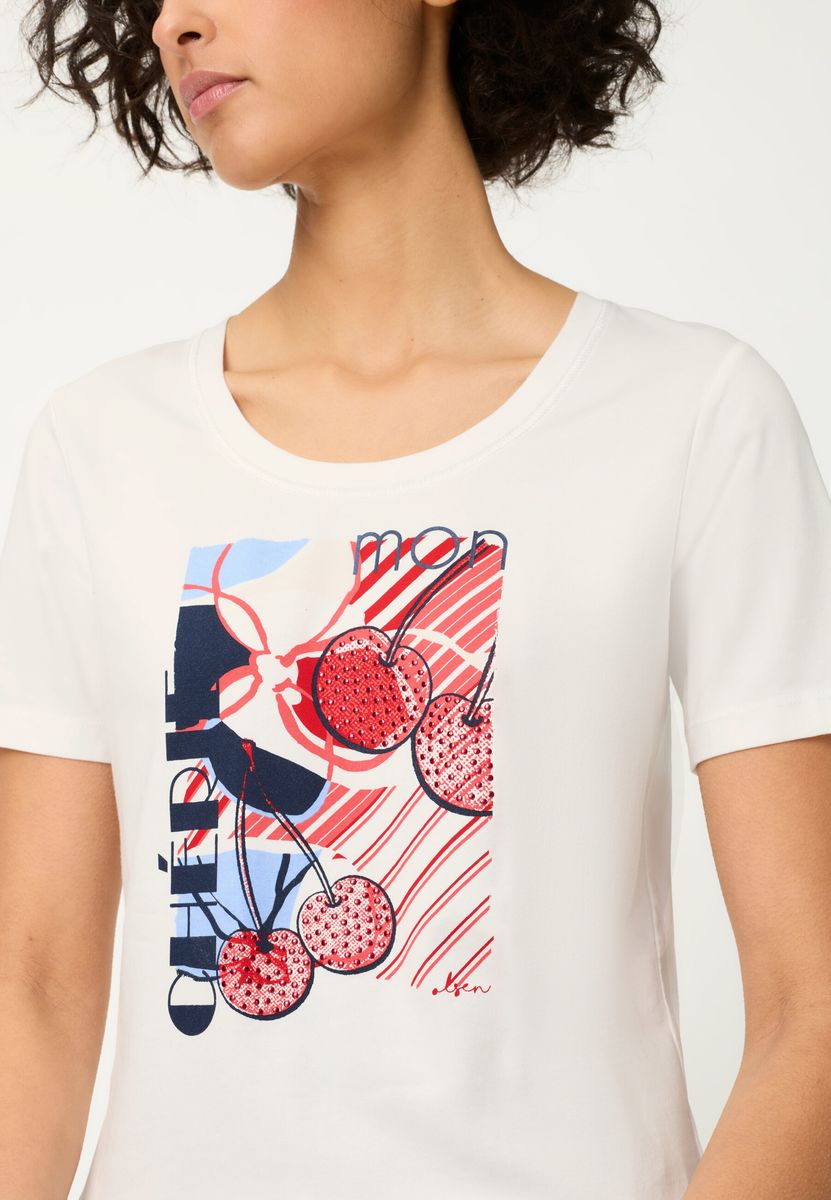 T-Shirt mit Kirsch-Grafik-Print