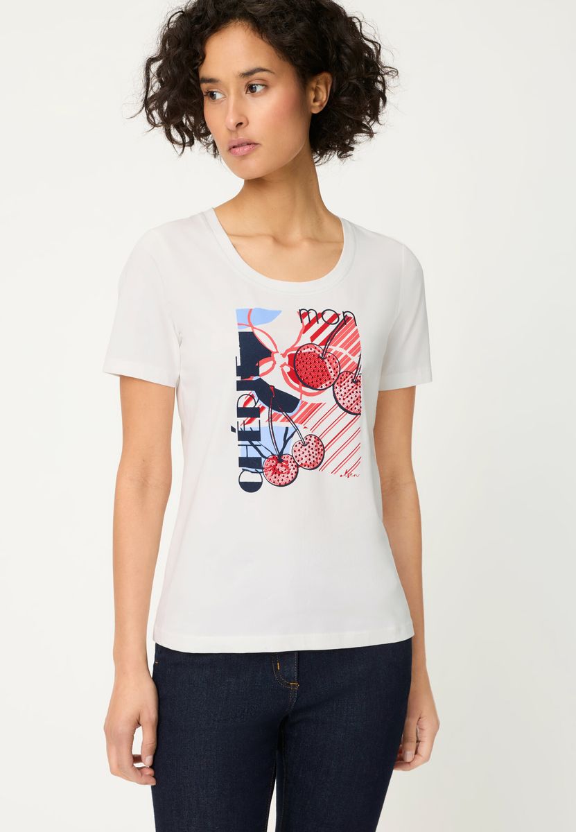 T-Shirt mit künstlerischem Kirsch-Print