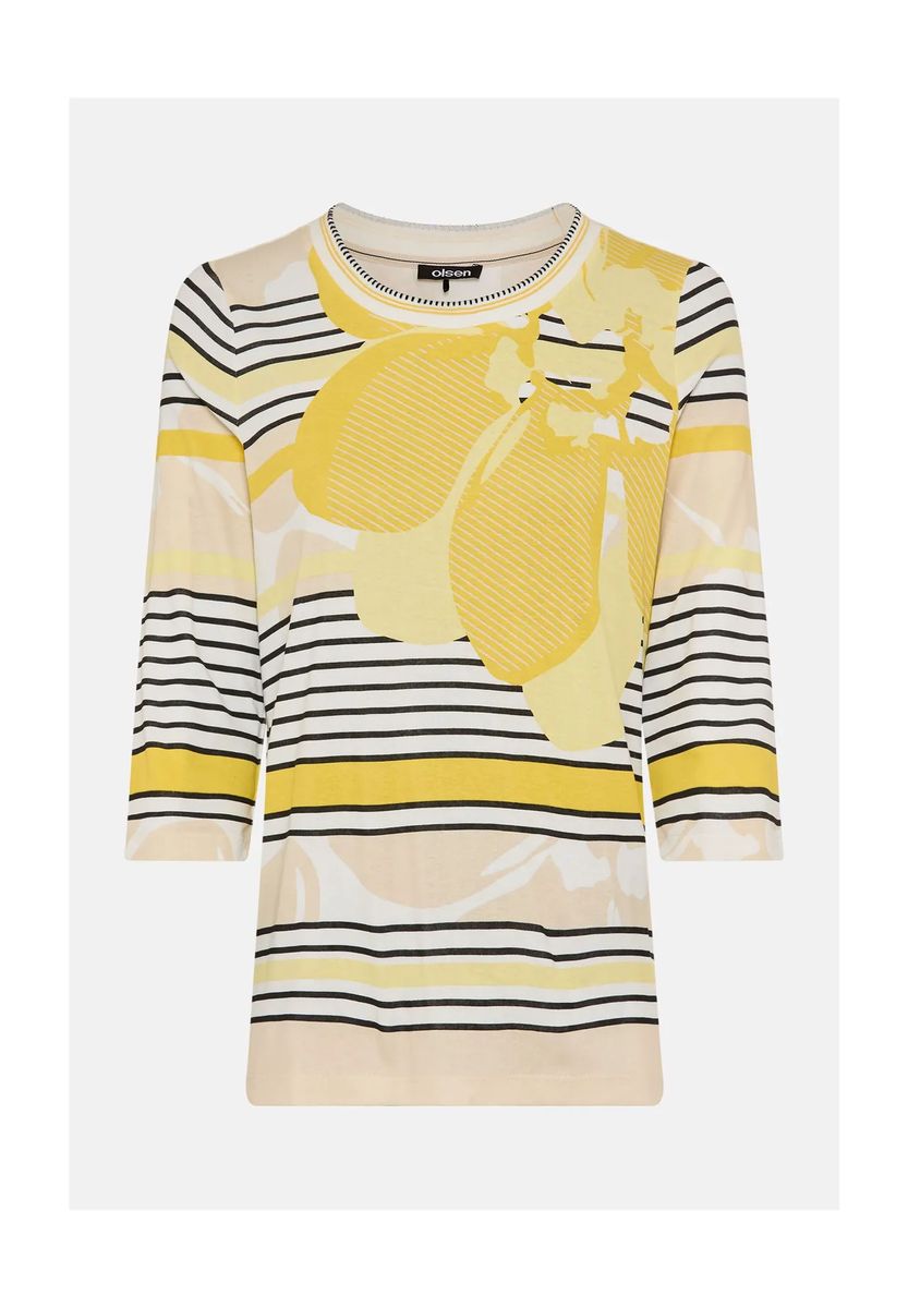 Gestreiftes T-Shirt mit Blumendruck