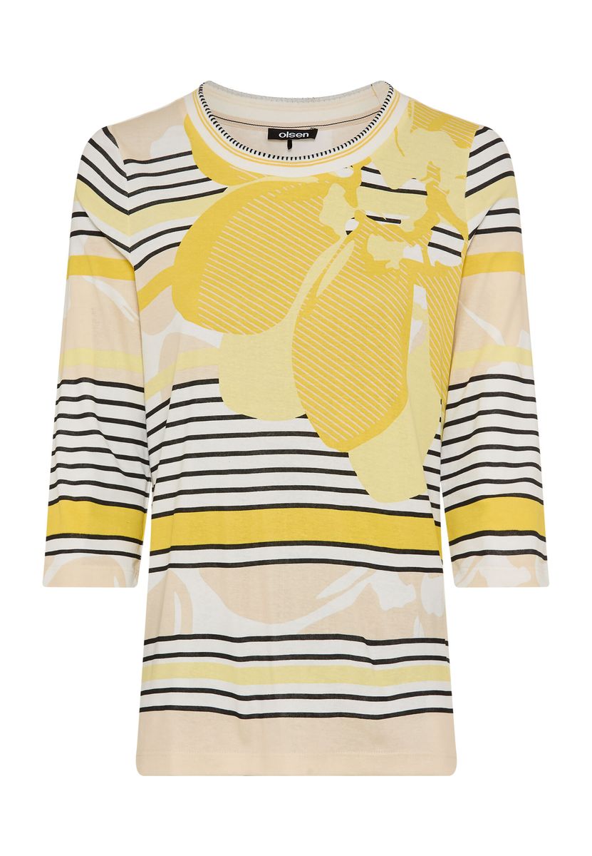 Gestreiftes T-Shirt mit Blumendruck