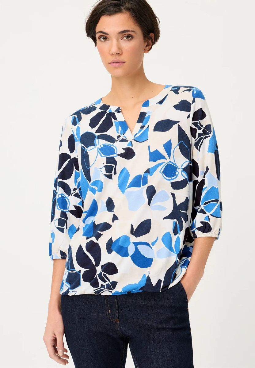 Luftige Tunika mit abstraktem Blumenmuster