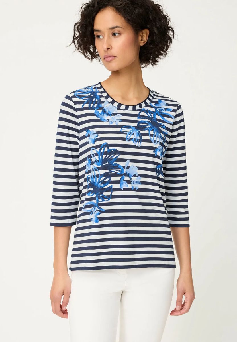 Gestreiftes Shirt mit Blumenmuster