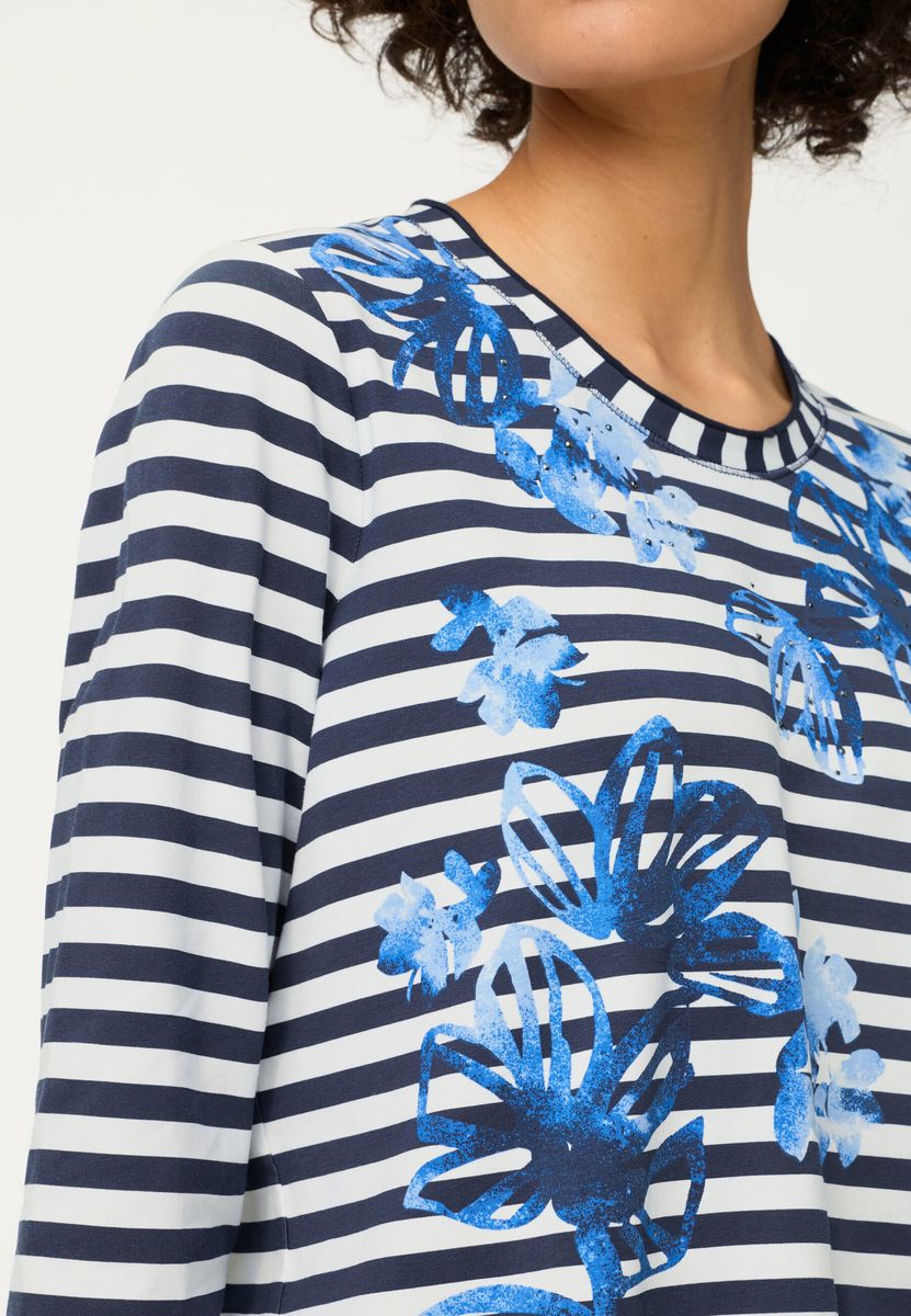 Gestreiftes Shirt mit Blumenmuster