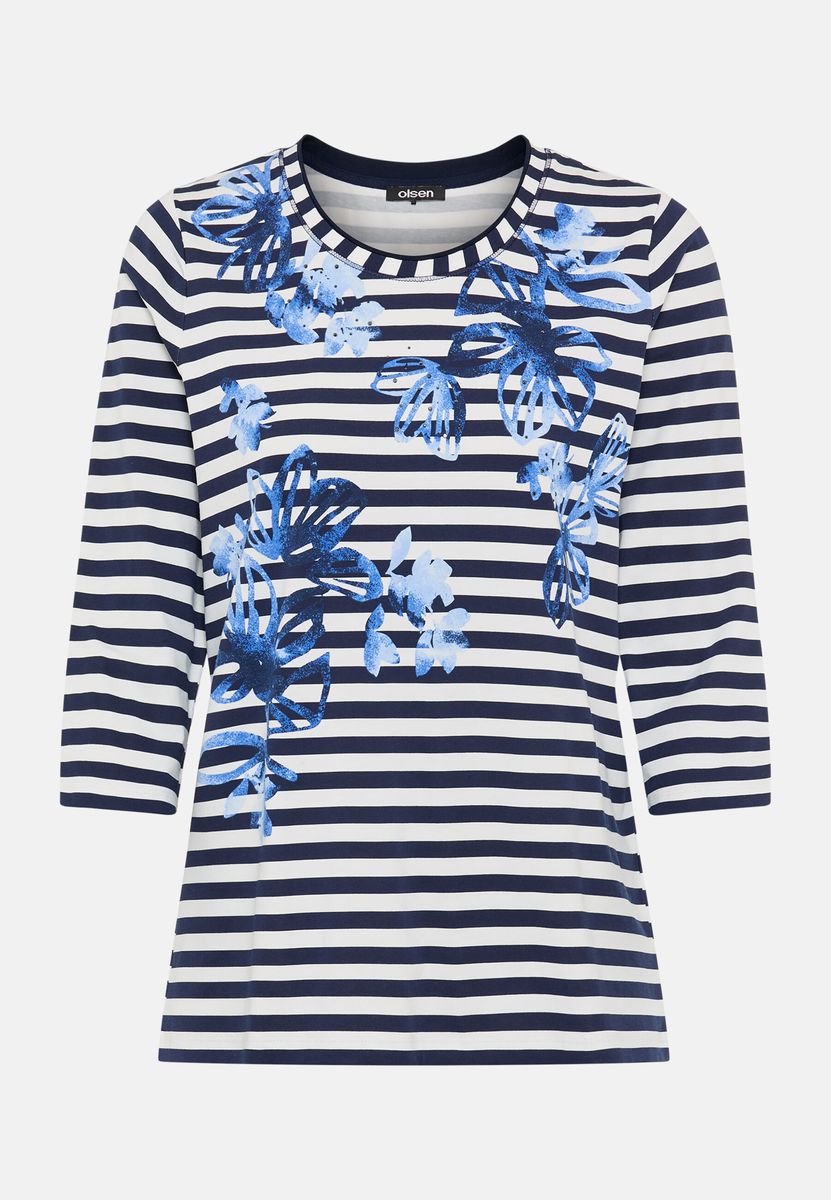 Gestreiftes Shirt mit Blumenmuster