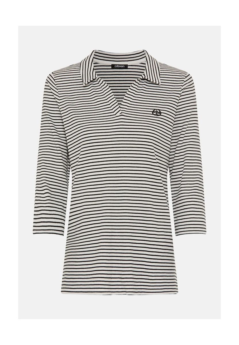 Gestreiftes 3/4-Arm Poloshirt