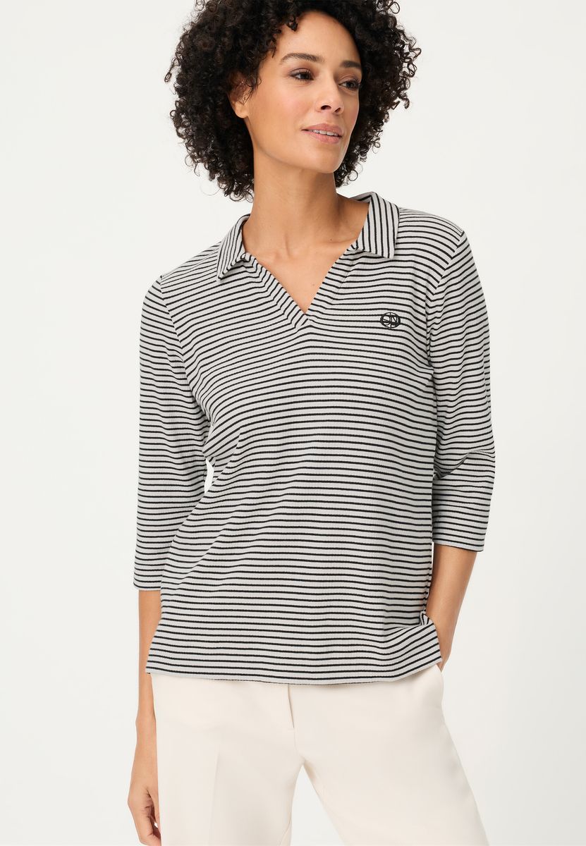 Gestreiftes 3/4-Arm Poloshirt