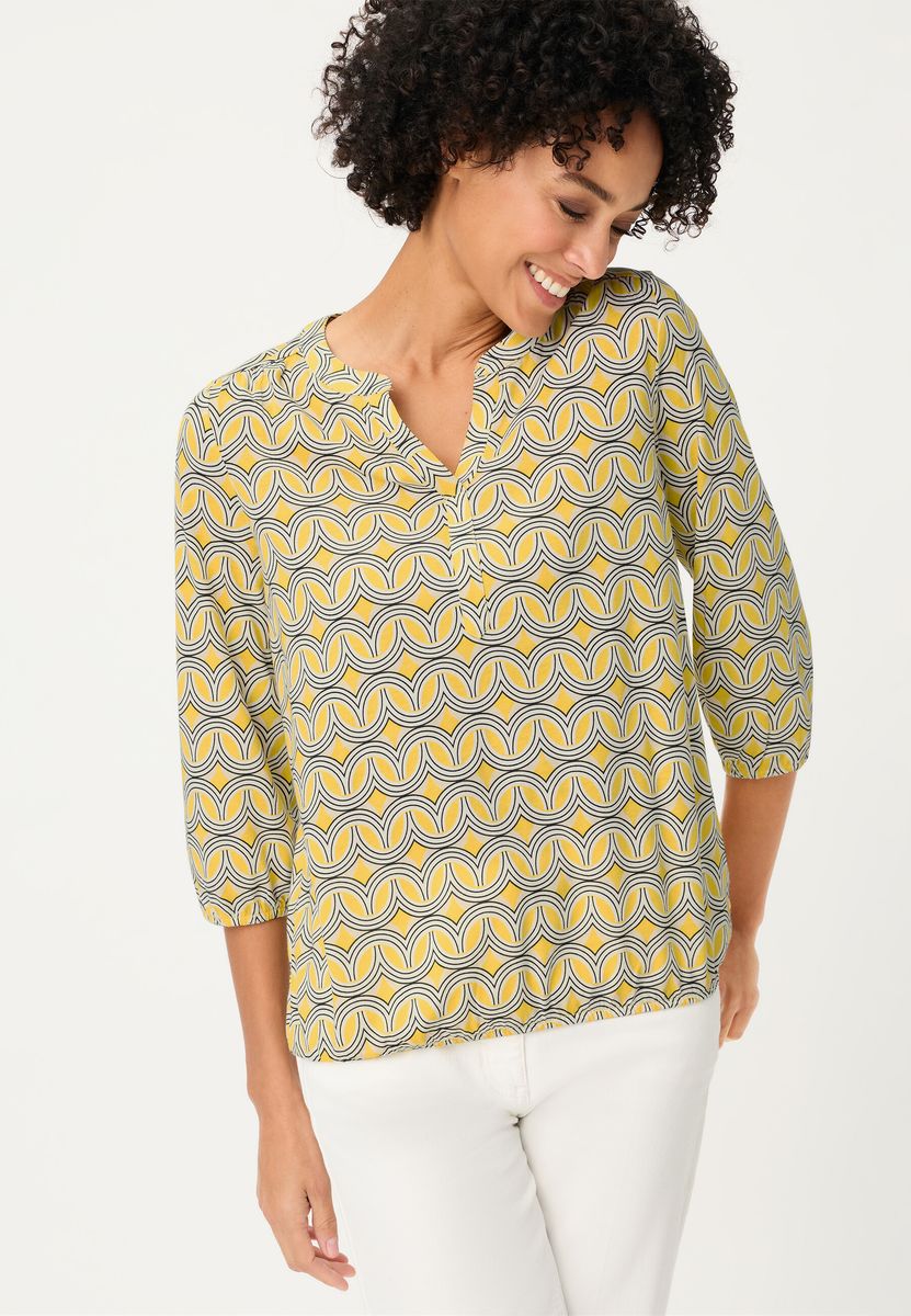 Gemustertes Tunika-Shirt mit 3/4-Ärmeln