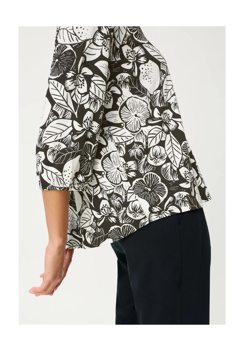 Tunika-Bluse mit botanischem Print