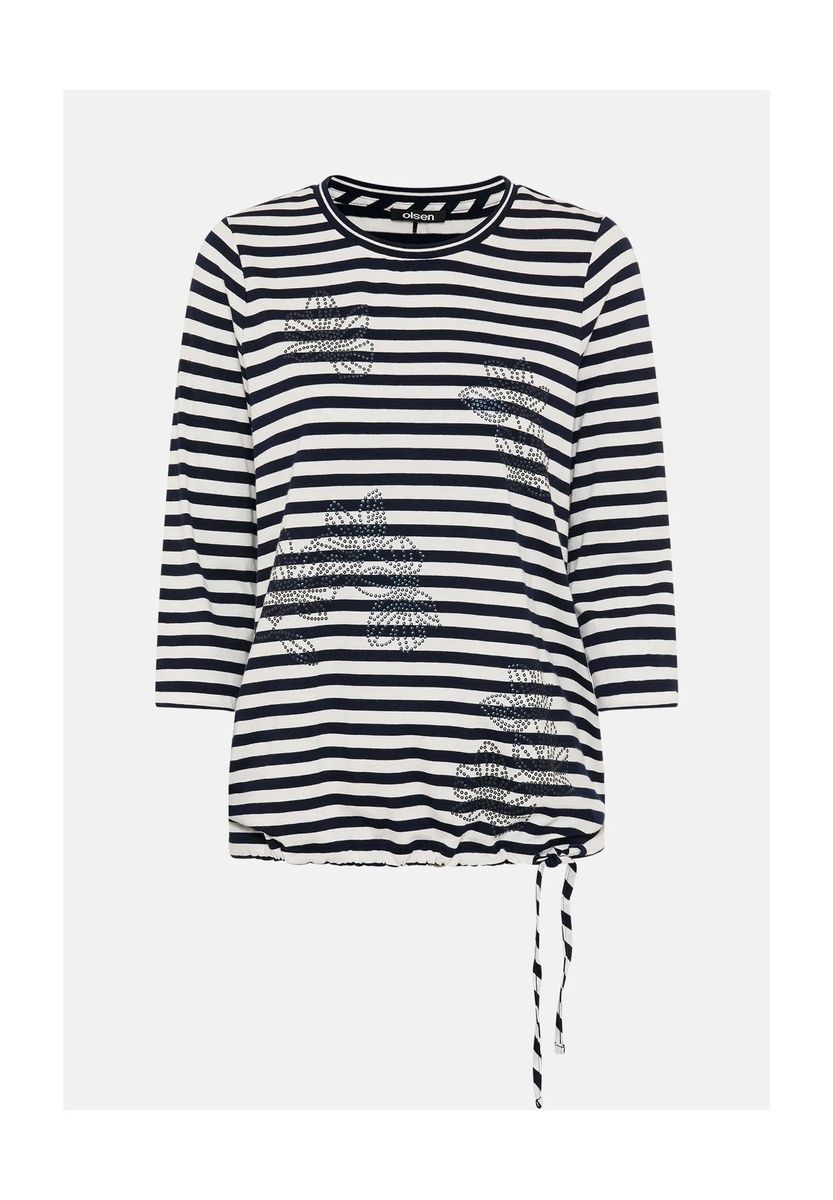 Gestreiftes 3/4-Arm-Shirt mit Tunnelzug