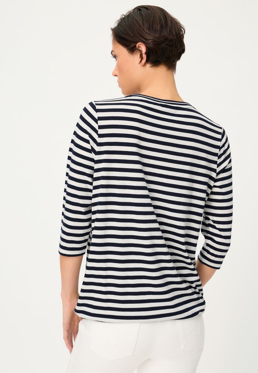 Gestreiftes 3/4-Arm-Shirt mit Tunnelzug