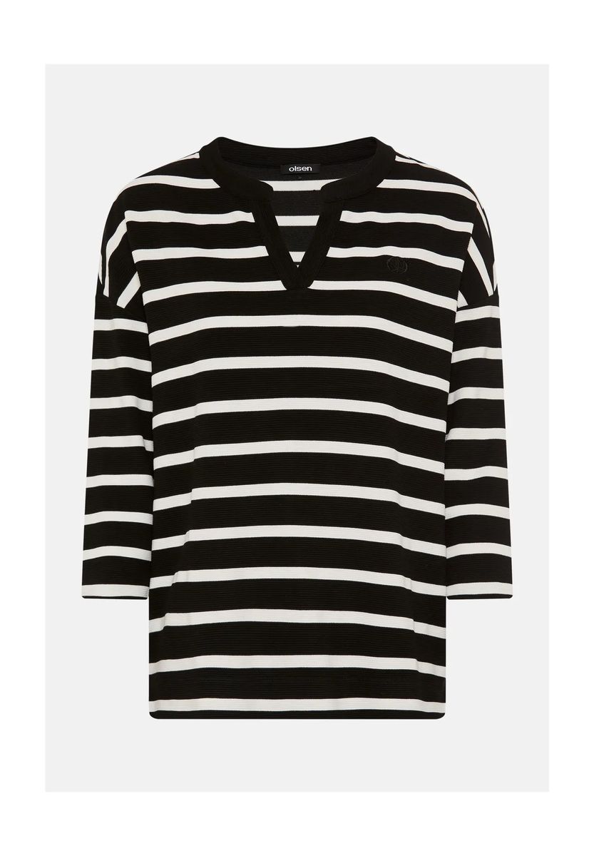 Gestreiftes Ottoman-Sweatshirt mit Tunikaausschnitt